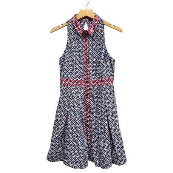 Maeve by Anthropologie Geometric Print Button Front Sleeveless A-Line Dress sz 6 - Picture 2 of 6